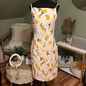 White Dress with Orange Fruit Print